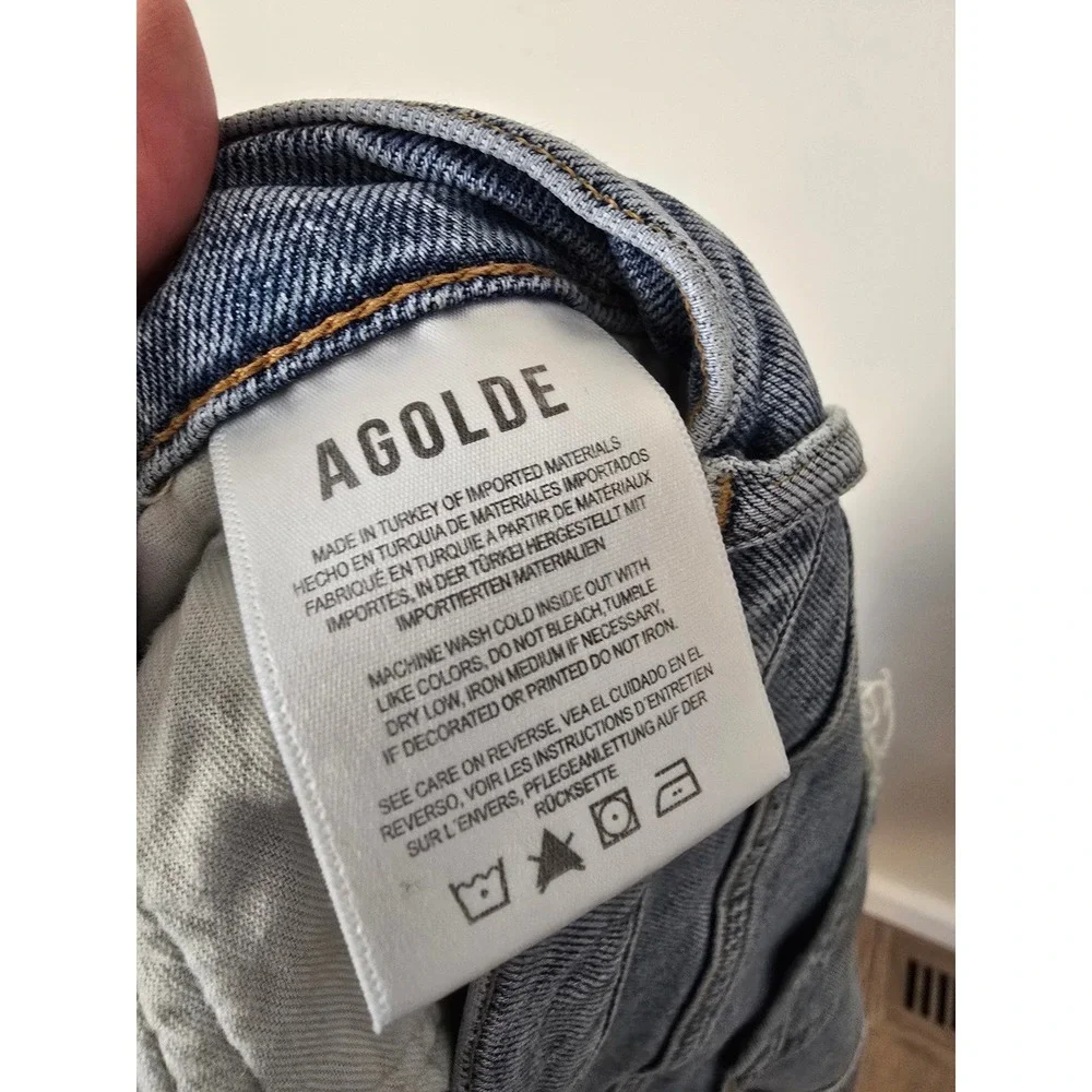 AGOLDE Straight Leg Jeans Nico Light Wash Button Fly Distressed Size 31